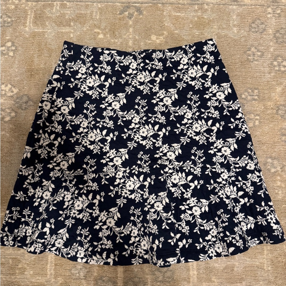 LOFT Black and White A-Line Mini Skirt